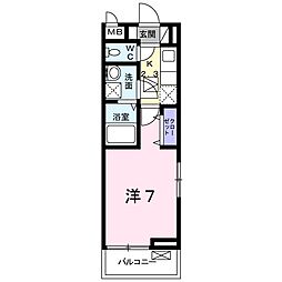 シャンドゥ　フルールIV 1階1Kの間取り