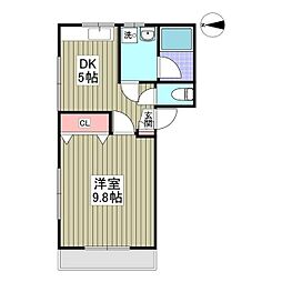 サニーハイツK 1Kの間取図画像