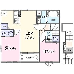 ル・ボヌール 2LDKの間取図画像