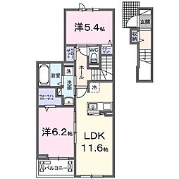 キャトルセゾン 2LDKの間取図画像