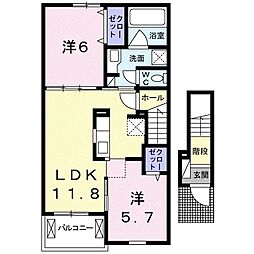 アンジュ2 2LDKの間取図画像