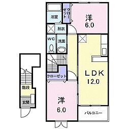 フローラルヒル 2LDKの間取図画像
