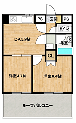 ダイアパレス長野大通り 2DKの間取図画像