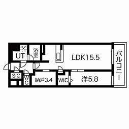 JMF-Residence名駅南 1SLDKの間取図画像
