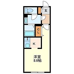 GVIVRE御器所 1Kの間取図画像