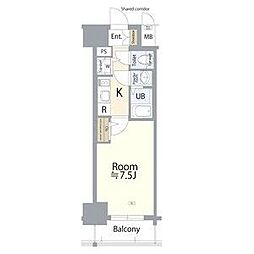 エスリード上前津テルツェ 1Kの間取図画像