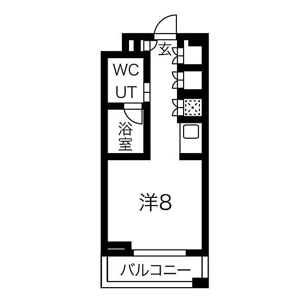 白川公園パークマンション 802｜愛知県名古屋市中区栄２丁目(賃貸マンション1K・8階・24.27㎡)の写真 その2
