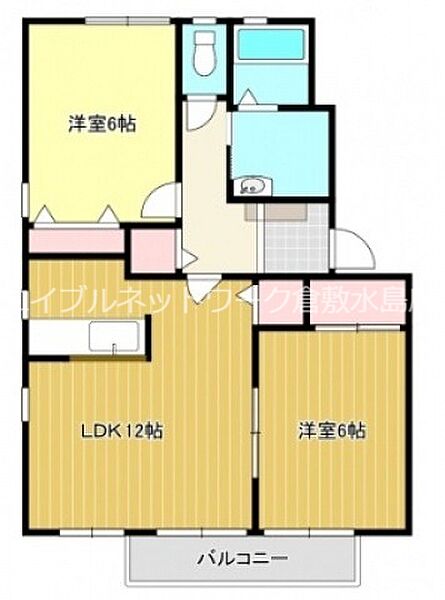 フォブール緑丘　B ｜岡山県倉敷市児島稗田町(賃貸アパート2LDK・2階・55.89㎡)の写真 その2