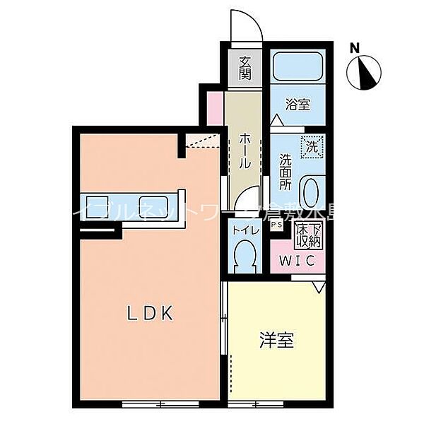 SI（エスアイ） ｜岡山県倉敷市安江(賃貸アパート1LDK・1階・40.40㎡)の写真 その2