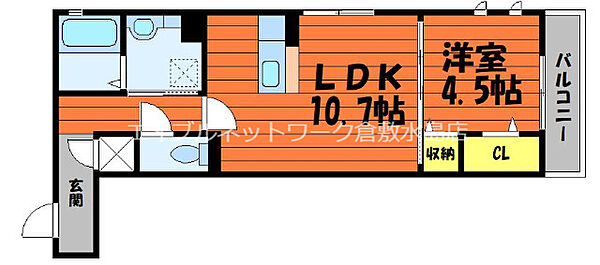 ファミール岡本III－Ｄ ｜岡山県倉敷市玉島乙島(賃貸アパート1LDK・2階・42.00㎡)の写真 その2