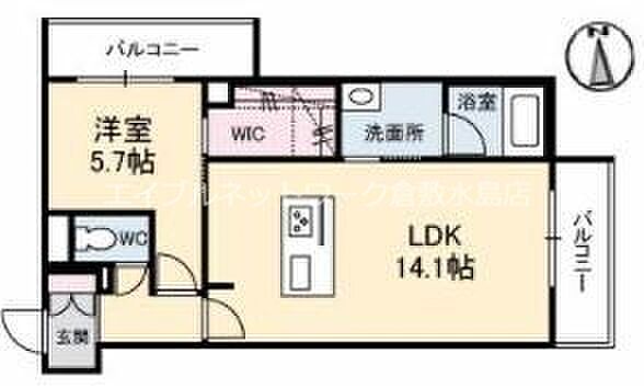 シャイン ｜岡山県倉敷市新田(賃貸アパート1LDK・2階・49.00㎡)の写真 その2