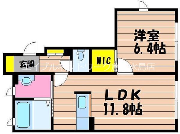 コントレイル ｜岡山県倉敷市西富井(賃貸アパート1LDK・1階・44.49㎡)の写真 その2