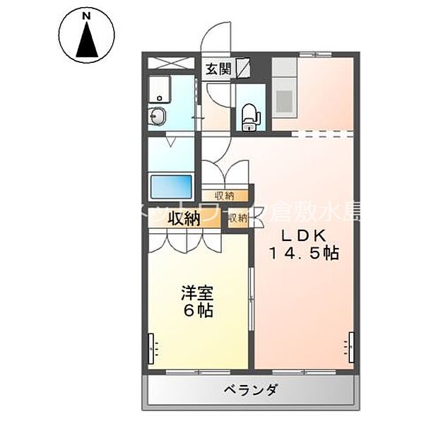 パークハイム ｜岡山県倉敷市玉島上成(賃貸アパート1LDK・1階・45.63㎡)の写真 その2