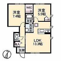 岡山県倉敷市中島2648-1（賃貸アパート2LDK・1階・58.27㎡） その2