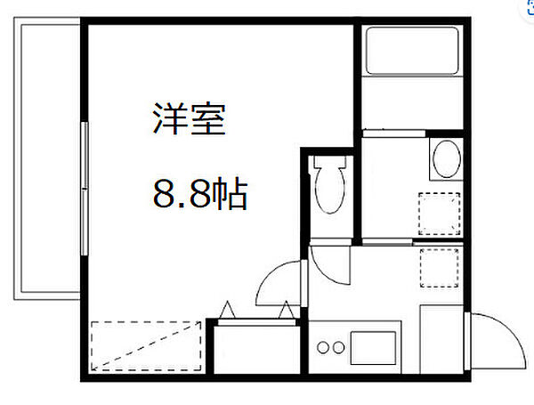 サントス墨染 ｜京都府京都市伏見区深草北鍵屋町(賃貸アパート1K・3階・25.05㎡)の写真 その2