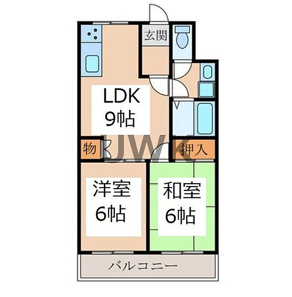 ヌフ奥田 ｜京都府京都市伏見区深草大亀谷六躰町(賃貸マンション2LDK・2階・45.00㎡)の写真 その2