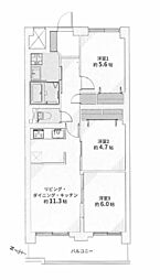 ファミール第2ひばりが丘 3LDKの間取図画像
