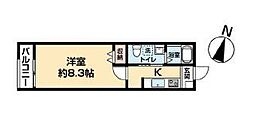 JR埼京線 与野本町駅 徒歩15分の賃貸アパート 1階1Kの間取り