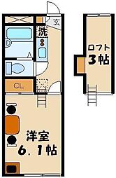 JR埼京線 武蔵浦和駅 徒歩21分の賃貸マンション 3階1Kの間取り