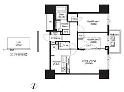 JR京浜東北・根岸線 大宮駅 徒歩7分の賃貸マンション 7階2LDKの間取り