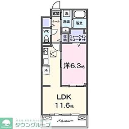 さいたま市桜区道場2丁目アパート 1LDKの間取図画像