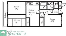 グリーンヴィレッジ 3DKの間取図画像