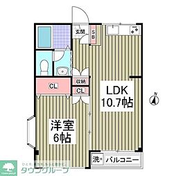 マイネルロッヂ2 1Kの間取図画像