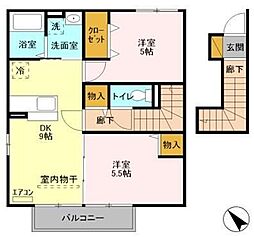 グランポルテ美園A 1LDKの間取図画像