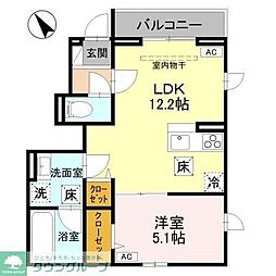 サンヴェニール 1LDKの間取図画像