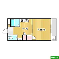 フレミール2 1Kの間取図画像