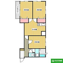 エムズ中島 3DKの間取図画像