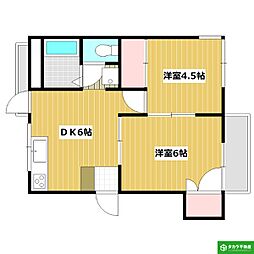 ピースコート南津留 2DKの間取図画像