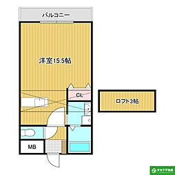 ベルドミール5番館 ワンルームの間取図画像
