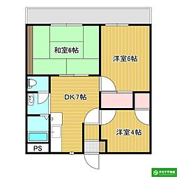 渡辺コーポ 3DKの間取図画像