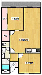 ハイメゾン岩田 6階2LDKの間取り