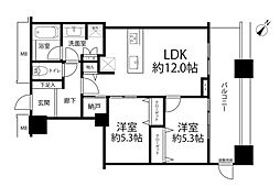 芝浦アイランドケープタワー 2LDKの間取図画像