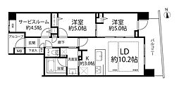ブランディア武蔵中原 2SLDKの間取図画像