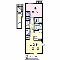 Ｐｅｒｃｈ　II 2階1LDKの間取り