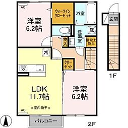 ケイト 2階2LDKの間取り