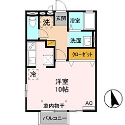 アムール　Ａ 1階ワンルームの間取り