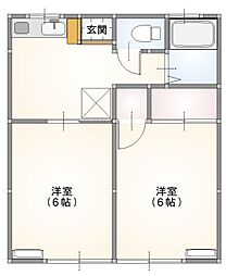 新屋ハイツ 2DKの間取図画像