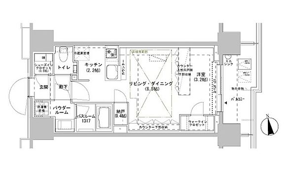 東京都新宿区南山伏町(賃貸マンション1R・7階・40.01㎡)の写真 その2