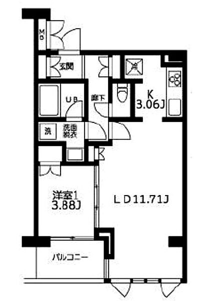 東京都文京区関口１丁目(賃貸マンション1LDK・3階・43.87㎡)の写真 その2