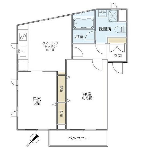 東京都品川区東大井６丁目(賃貸マンション2DK・3階・42.55㎡)の写真 その2