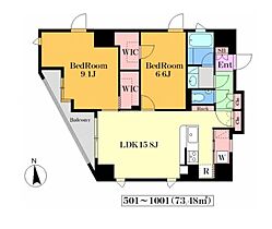 東京都新宿区内藤町1-11（賃貸マンション2LDK・10階・73.48㎡） その2