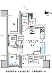 東京メトロ東西線 神楽坂駅 徒歩5分の賃貸マンション 4階1LDKの間取り