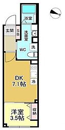 JR総武線 錦糸町駅 徒歩7分の賃貸マンション 4階1DKの間取り