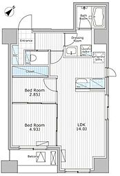 つくばエクスプレス 浅草駅 徒歩15分の賃貸マンション 4階2LDKの間取り