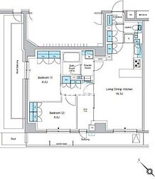 東京メトロ東西線 西葛西駅 徒歩6分の賃貸マンション 6階2LDKの間取り