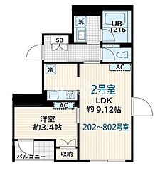 都営大江戸線 両国駅 徒歩8分の賃貸マンション 6階1LDKの間取り